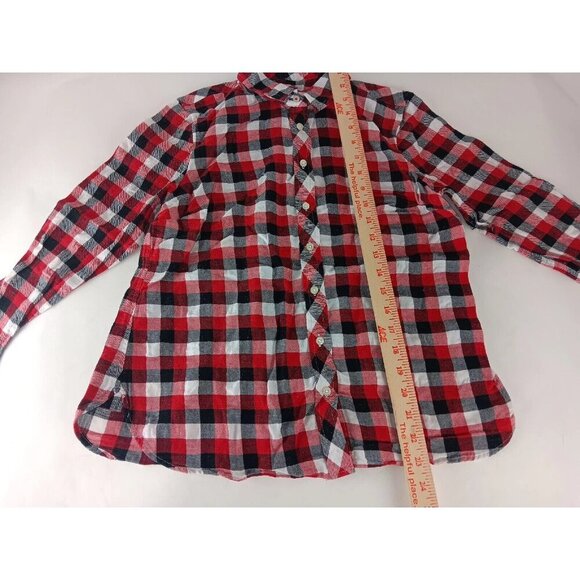 Talbots Button Up Shirt Women’s Size  Mp Red Black White Buffalo Check w/Silver - Picture 6 of 10